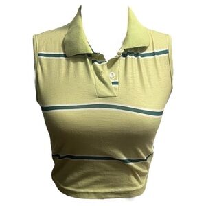 SHEIN Green Striped Sleeveless Crop Top